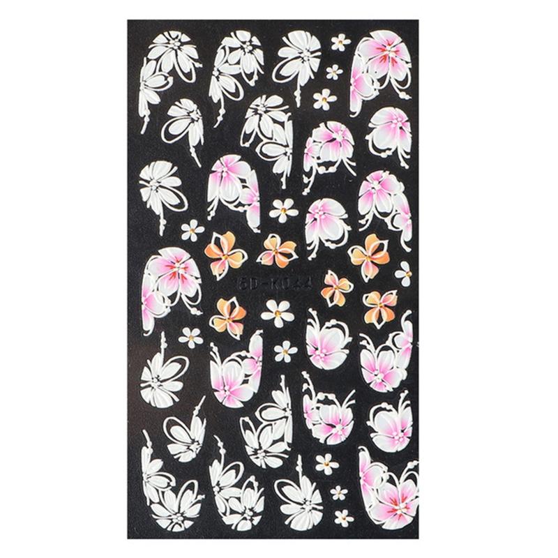 White Nail Decals For Nail Art 5D White Lace Embossed Nail Sticker Pure Elegant Pattern Relief Nail Art Decoration 1