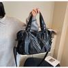 Casual Soft Shoulder Bag Large Capacity Glossy PU Leather Tote Bag Multifunctional Solid Color Handbag Women