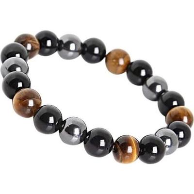 Bracelet - Triple Protection - Tiger's Eye - Hematite - Black Obsidian - Black Agate