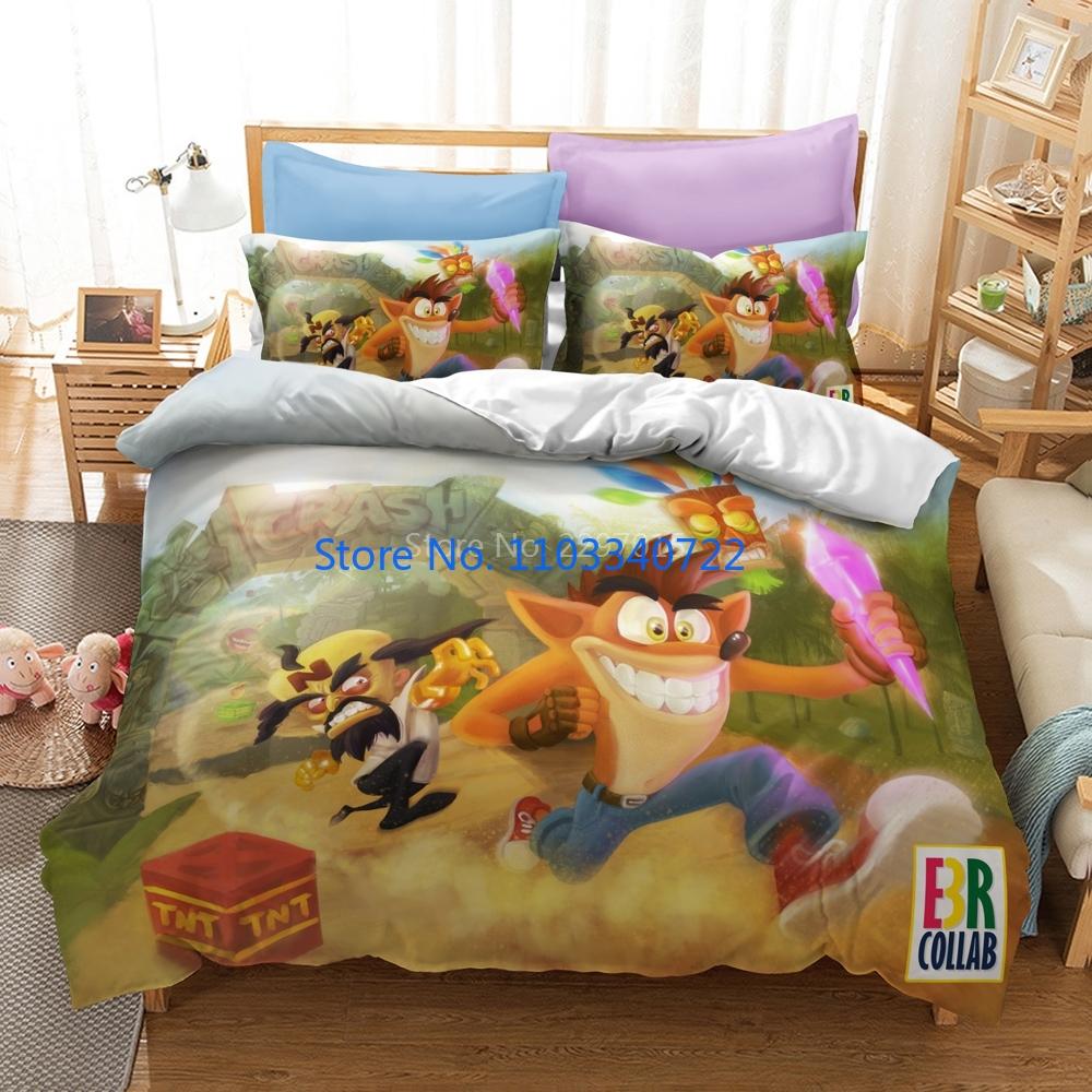 

Cartoon Crash Bandicoot 3d Luxury Bedding Set Duvet Cover Set 3D Print Comforter Cover Bedclothes for Boy Girl Sets Decor Child 120x150cm