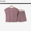 ZANZEA Women Sleeveless Blouse and Shorts Summer Two Piece Suit Sets
