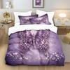 3pcs Purple Butterfly Printed Coreless Duvet Cover Set, Multi Size Bedroom Bedding Decoration, Machine Washable