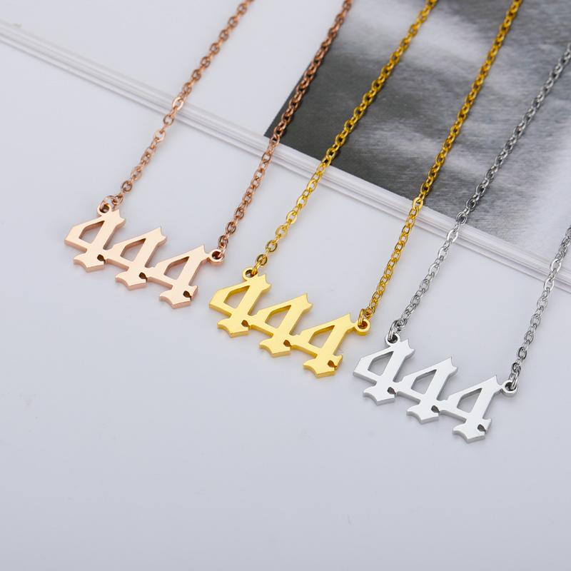 Angel Number Necklaces For Women 111 222 333 555 666 777 888 999 444 Devil Necklace Stainless Steel Pendant Men Bff Goth Jewelry