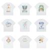 Casablanca Streetwear Unisex Grafikdruck Kurzarm T-Shirt Lockerer Schnitt Baumwoll-T-Shirt Teenager