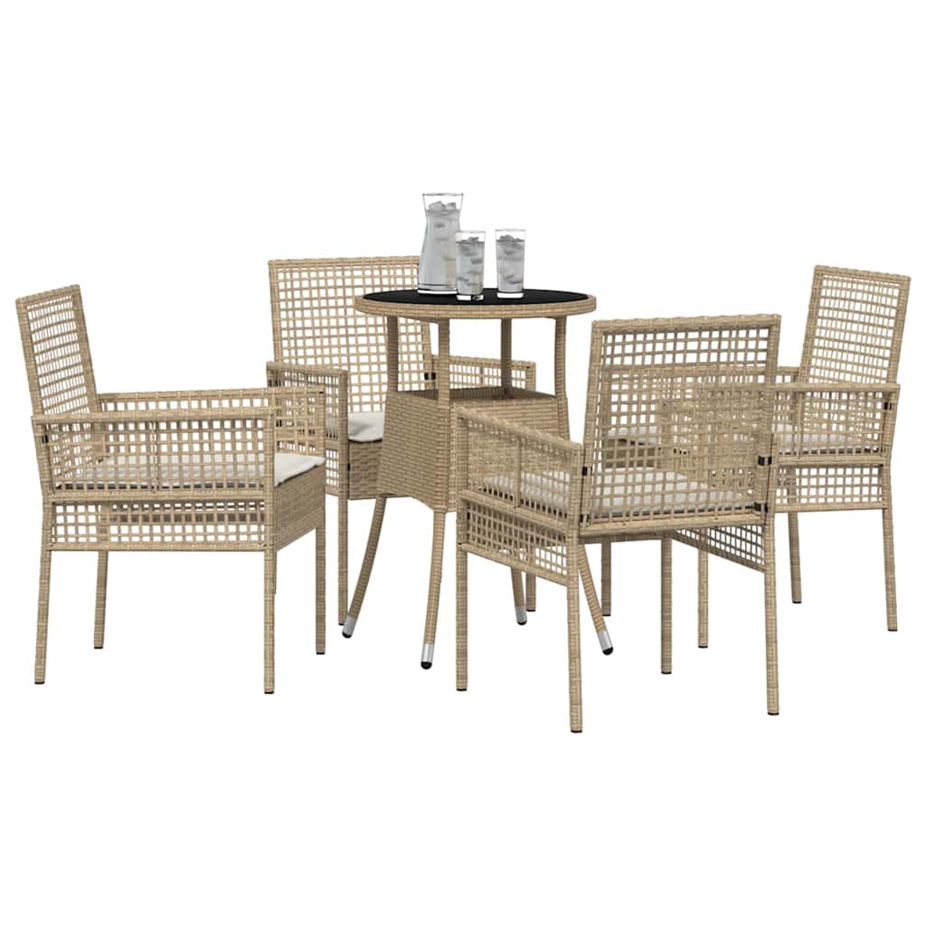Garden Dining Set 5 pcs Beige Poly Rattan