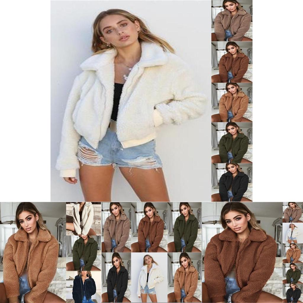 Gemütliche und modische Damen warme Teddybär-Taschen flauschige Fleece-Pelzjacke Mantel