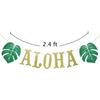 Hawaiian Aloha Banner Decorations with Palm Leaves Garland for Hawaiian Tropical Luau Beach Summer Party Supplies Decor Favors Bunting Photo Booth