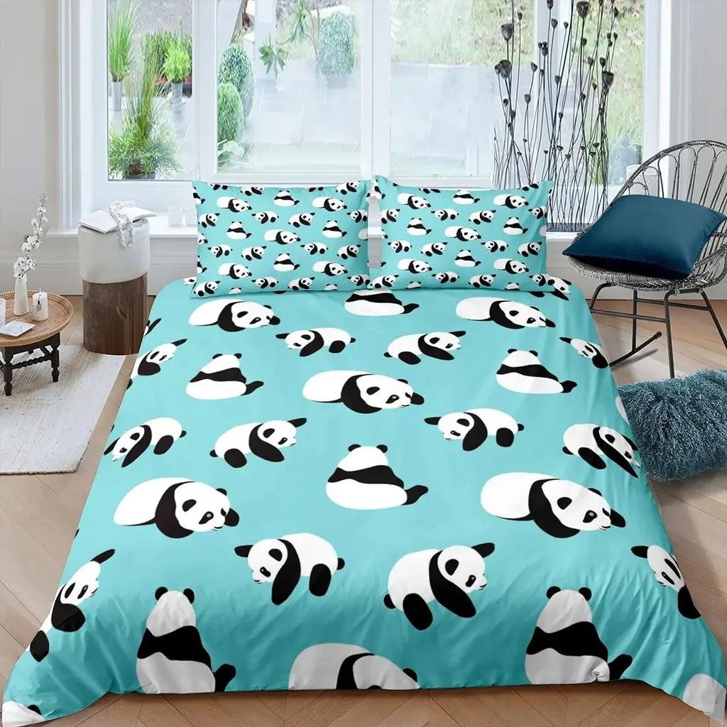Animal Panda King Full Bedidng Set Kids Romantic Bedding Set Cartoon Animal Duvet Cover Bicycle Balloon Dragonfly Quilt Cover