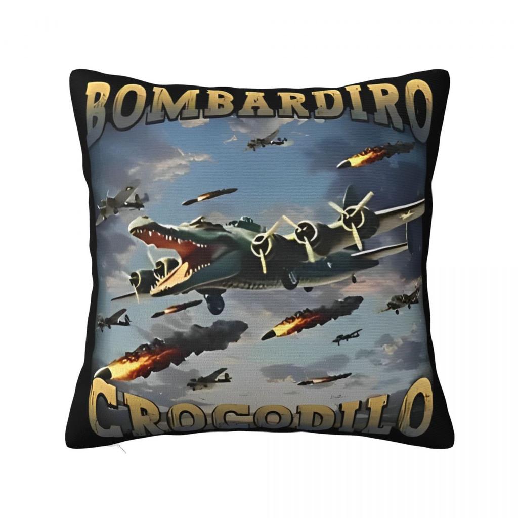 Meme Brainrot Bombardino Crocodilo Poszewka na poduszkę Pokrowiec na poduszkę Kreatywny Zamek Błyskawiczny Poszewka na poduszkę do rzucania Pokrowiec na siedzisko 45x45cm