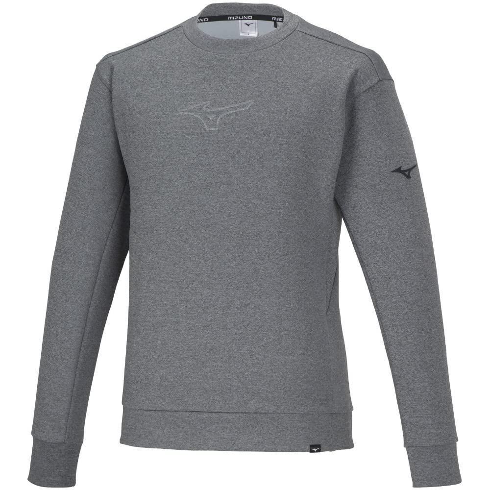 

Mizuno Stretch Sweat Crew Neck Training Jersey for Easy Heather Size Medium Movement, Gray, 32MCA052,