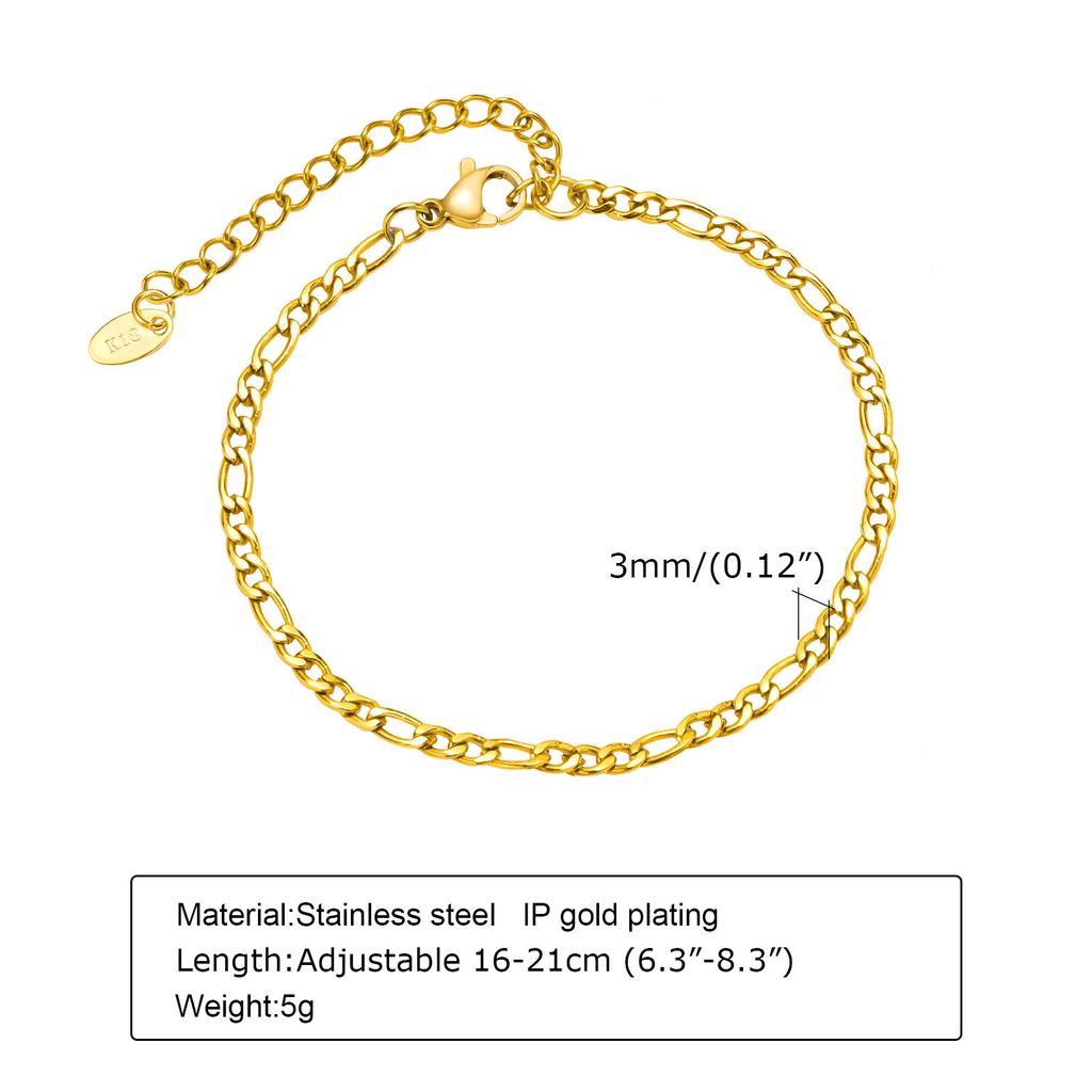 Paperclip Chain Bracelet for Women , Rectangle Link Stainless Steel, Adjustable Fashion Jewelry