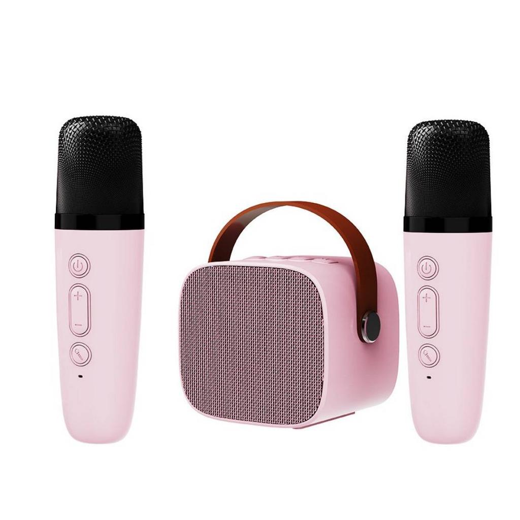 Mini Karaoke Machine Bluetooth-compatible Speaker 1-2 Wireless Microphone  Karaoke Speaker Set Music Player for Party Home