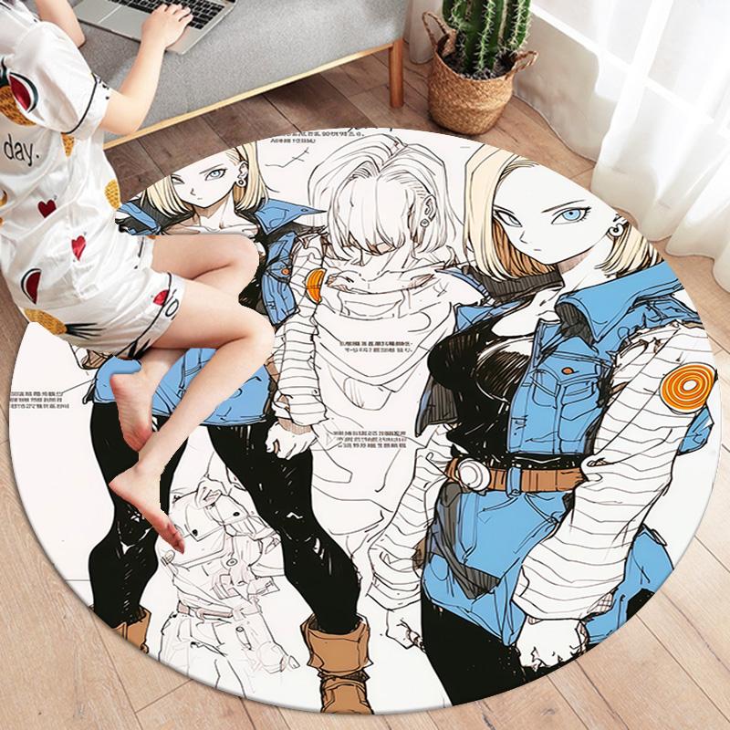 Son Goku Dywan Okrągły Dywanik do Salonu Sypialni Sofy Pokoju Zabaw Antypoślizgowa Mata Podłogowa