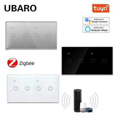 Europäischer Standard Zigbee Smart Glass Panel Schalter, Typ 157, Kompatibel mit Alice Voice und Tuya.