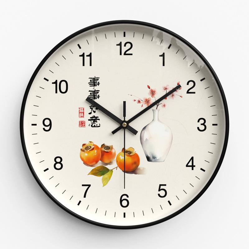 Wall Clock New Chinese Style Wall Clock Living Room Fashion Home Clock Bedroom Ultra-quiet Quartz Clock 30cm