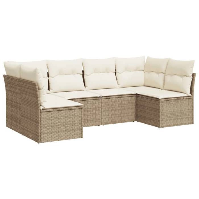 VidaXL Salon de jardin avec coussins 6 pcs beige résine tressée 3217388