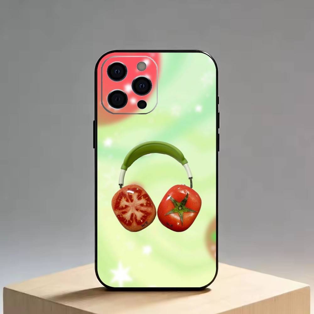 Tomato Cartoon Cute Creative   Phone Case For iPhone 17, 16,15,14,13,12,11 Plus,Pro Max, Others Soft Black Cover