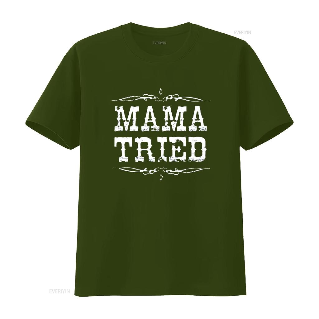 Women Mama Tried Retro Country Music T Shirt vintage Washed Slightly streetwear Soft Versatile Casual Stylish homme Breathable