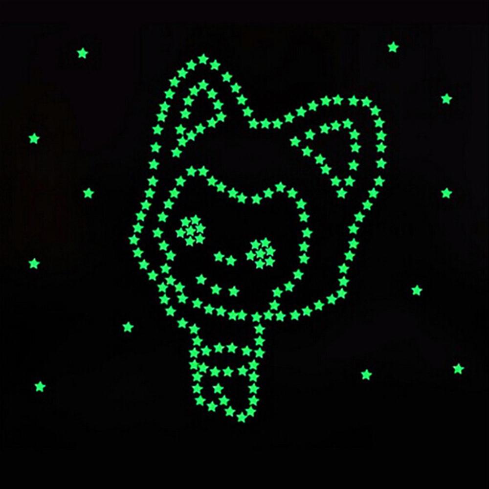 Glow In The Dark 3D Stars Wall Stickers 100Pcs Luminous Fluorescent Plastic Wall Sticker for Kids Baby Room Bedroom Ceiling Home Decor