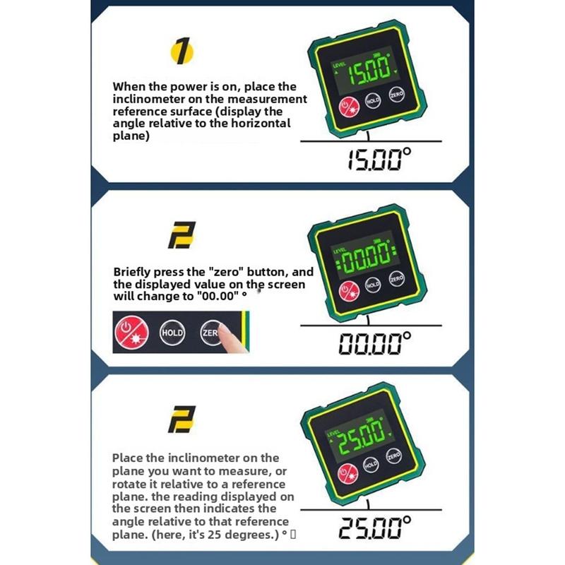 Digital Angle Gauge with Magnetic Base Angle Slope Conversion Electronic Level Angle Finder Tool with Data Lock