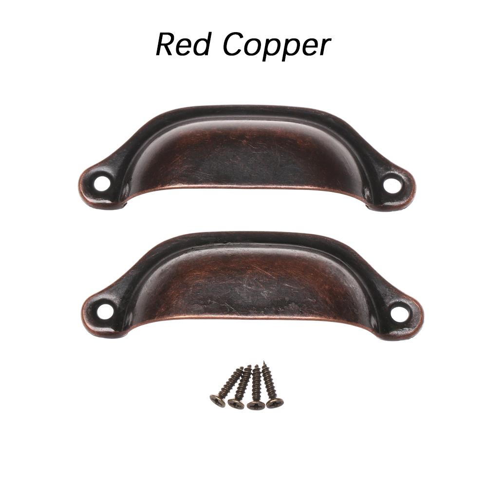 2PCS Antique Brass Shell Pull Handles Retro Iron Wardrobe Door 98MM Furniture Hardware Fittings Kitchen Drawer Knobs Cabinet