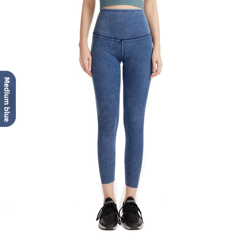 High Waisted Elastic Denim Yoga Pants for Women Autumn Winter