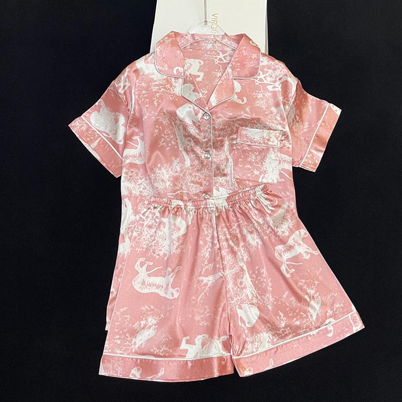 Stay-at-Home Loose Spring/Summer Ice Silk Pajamas: Long Sleeve Loungewear Set with Exquisite Texture