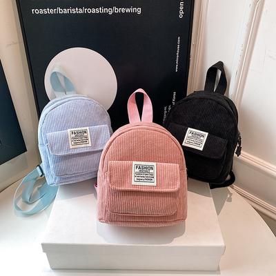 Strip Backpack Corduroy Schoolbag New Women's Bag Korean Version Simple Casual Girl Small Backpack Women's Bag