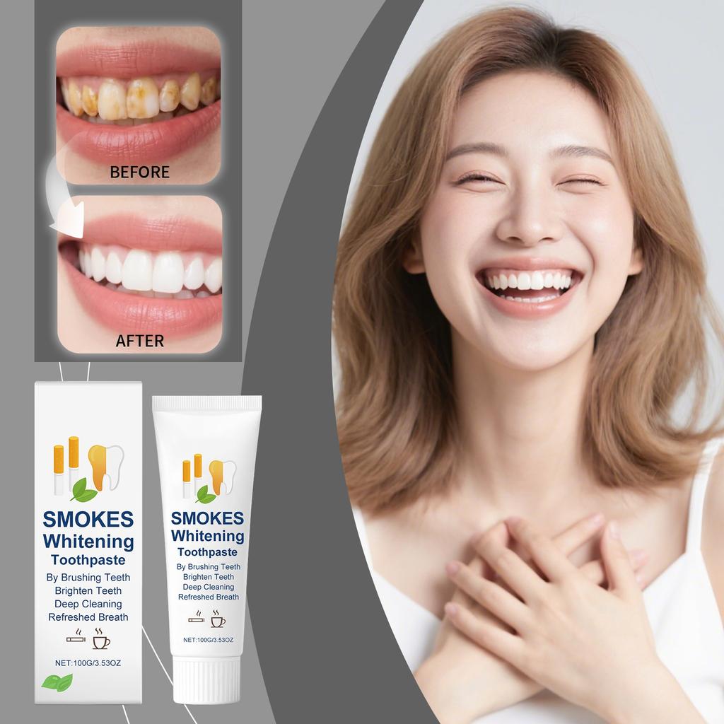 Whitening Toothpaste Improves Yellow Teeth And Freshens The Mouth. Daily Cleaning And Oral Care Toothpaste.