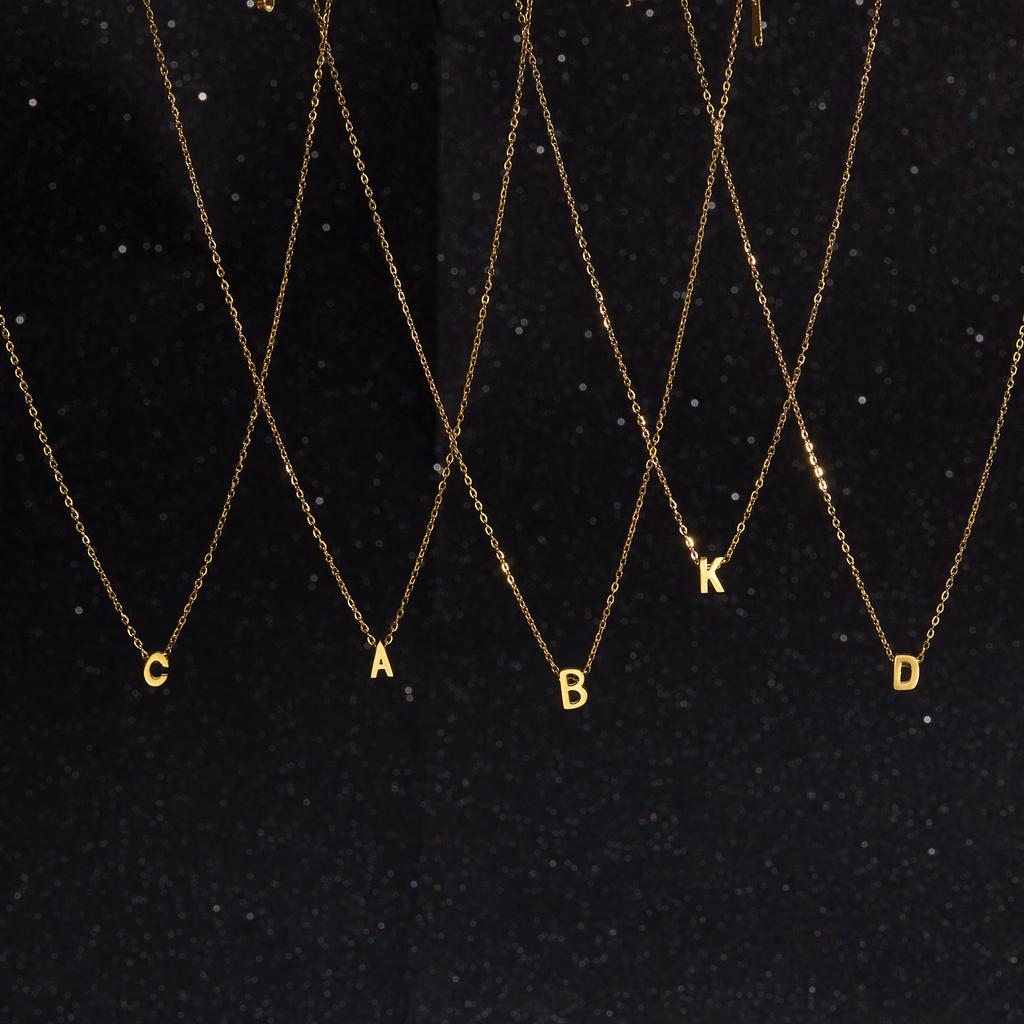 Simple Stainless Steel A-Z Initial Letter Necklaces for Women 26 Alphabet Pendant Clavicle Chain Choker Birthday Party Jewelry