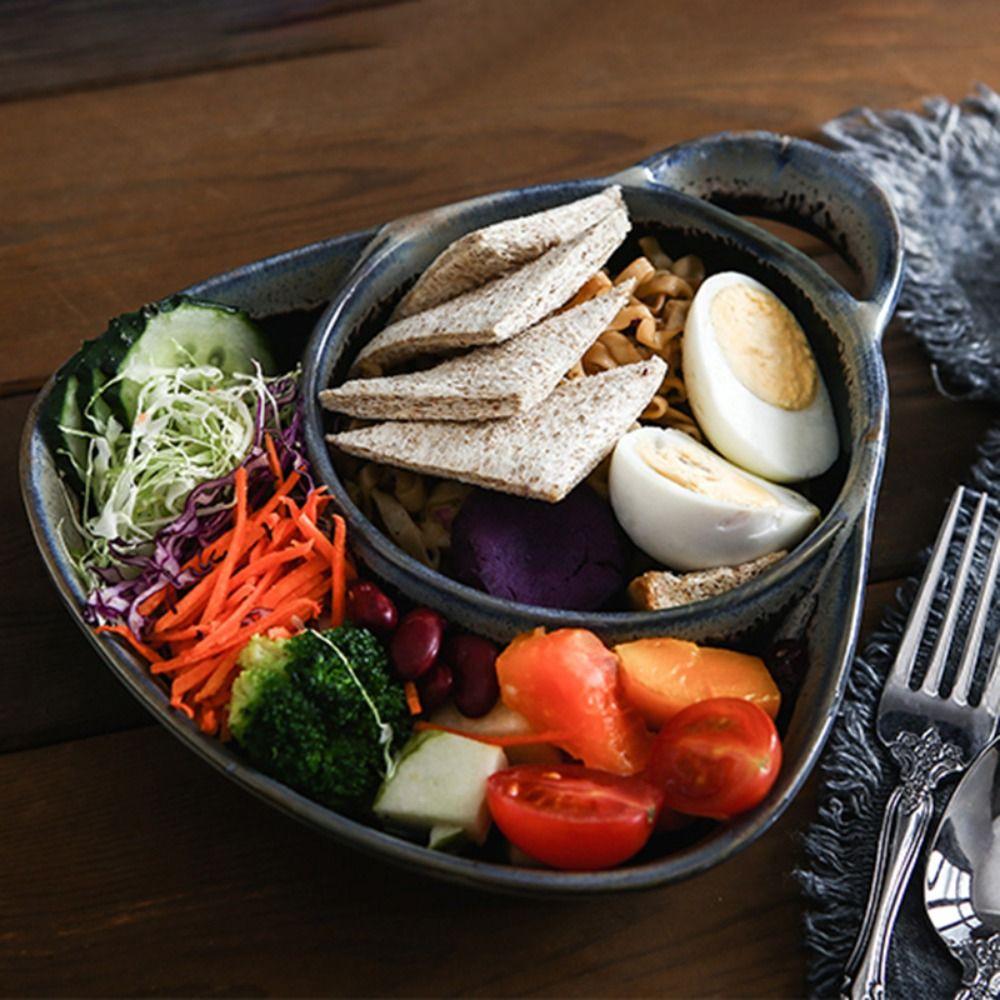 with Handle Vintage Separated Fruit Salad Plate Ceramic French Fry Plate Sandwich Plate  Hotel