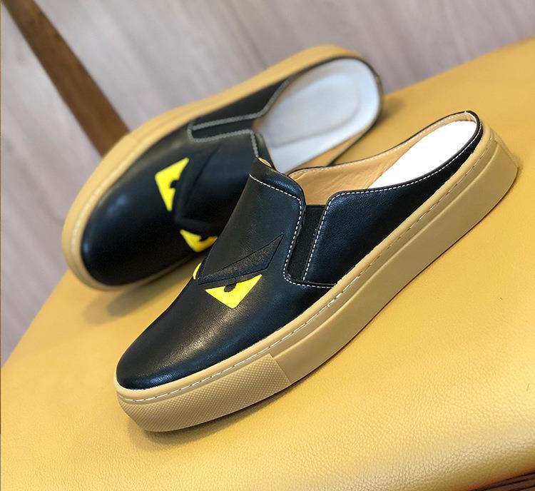 

Women s spring new flat black casual versatile outer wear women s shoes little monster trendy shoes leather shoes slippers 44