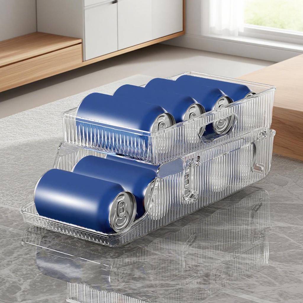 Refrigerator Organizer Bins 2-layer Automatic Rolling Beverage Soda Can Storage Box for Fridge Beverage Organizer for Beer Soda
