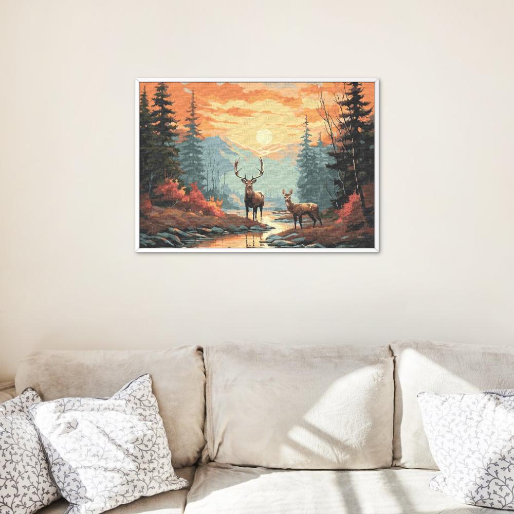 Malowanie Po Numerach Z Ramą Obrazy Do Malowania - Elegancki Jeleń 50X40 Cm