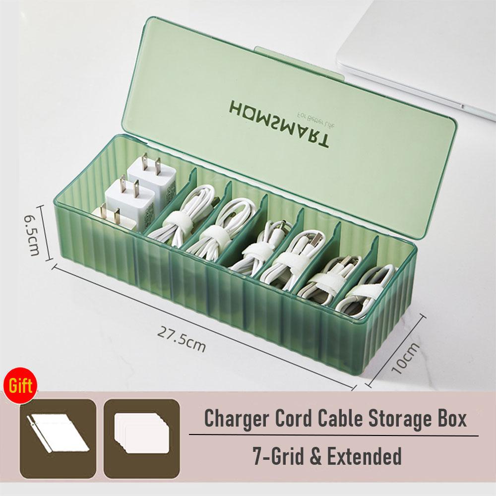 Charger Cord Data Cable Storage Box, Data Line Storage Desktop Cable Collect Case Dustproof Power Boxes Wire Cable Organizer