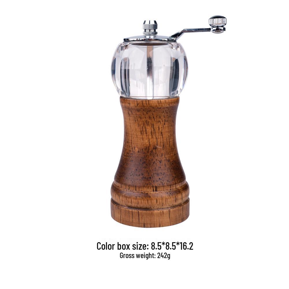 Hand-Cranked Solid Wood & Acrylic Pepper Grinder for Kitchen & Restaurant