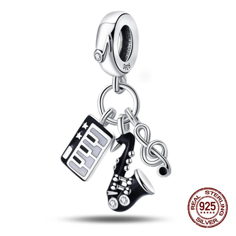 Music Lovers Earphone Tapeguitar Sax Musical Charms Beads Fit Copper Bracelets Diy Jewelry Women Party Gift