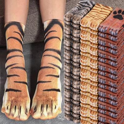 Unisex Erwachsene 3D-Druck Tierpfoten Socken Kreative Lustige Katze Hund Dinosaurier Tiger Pfoten Socken Neuheitssocken Gag Weihnachtsgeschenke