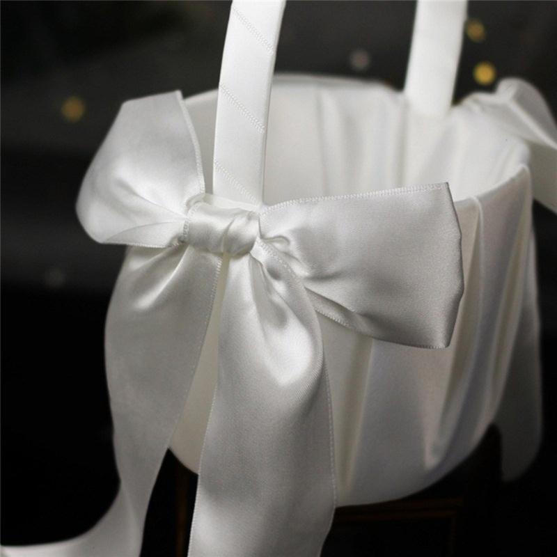 Satined Wedding Petal Basket Flower Girl Basket for Various Wedding Atmospheres Creation Garden Wedding Flower Baskets