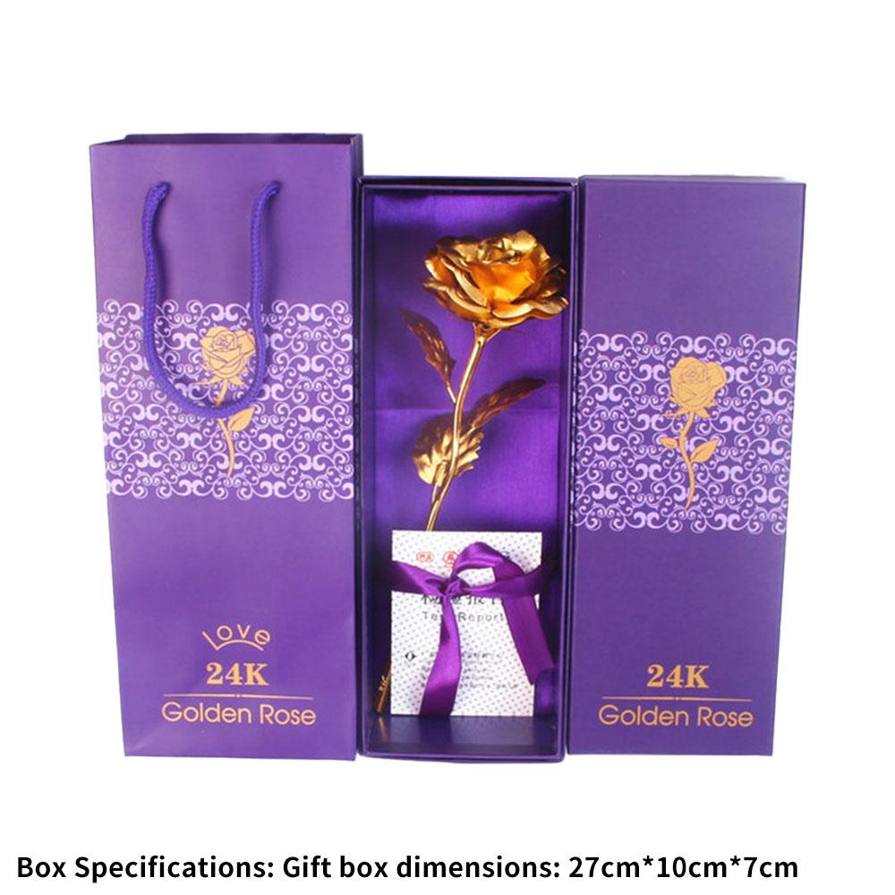 Creative Artificial 24K Gold Rose Flowers with Gift Box for Mothers Day Valentines Day Birthday Anniversary Thanksgiving Present