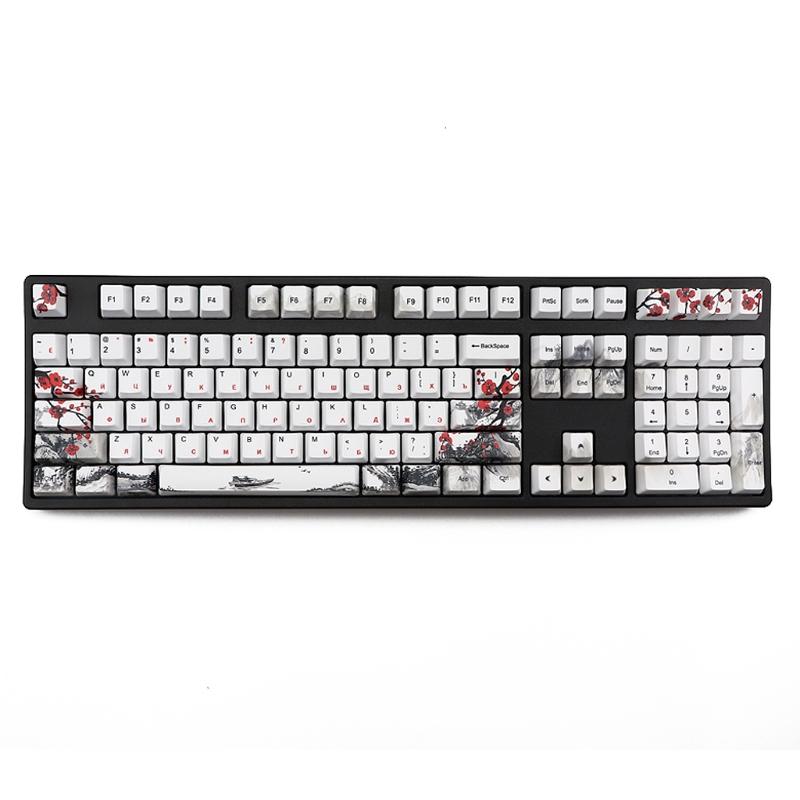 110 kláves OEM profil DYE-Sub Květinová švestka PBT Keycap Sublimační tisk s 1,75U 2U Shift 6,25U Mezerník