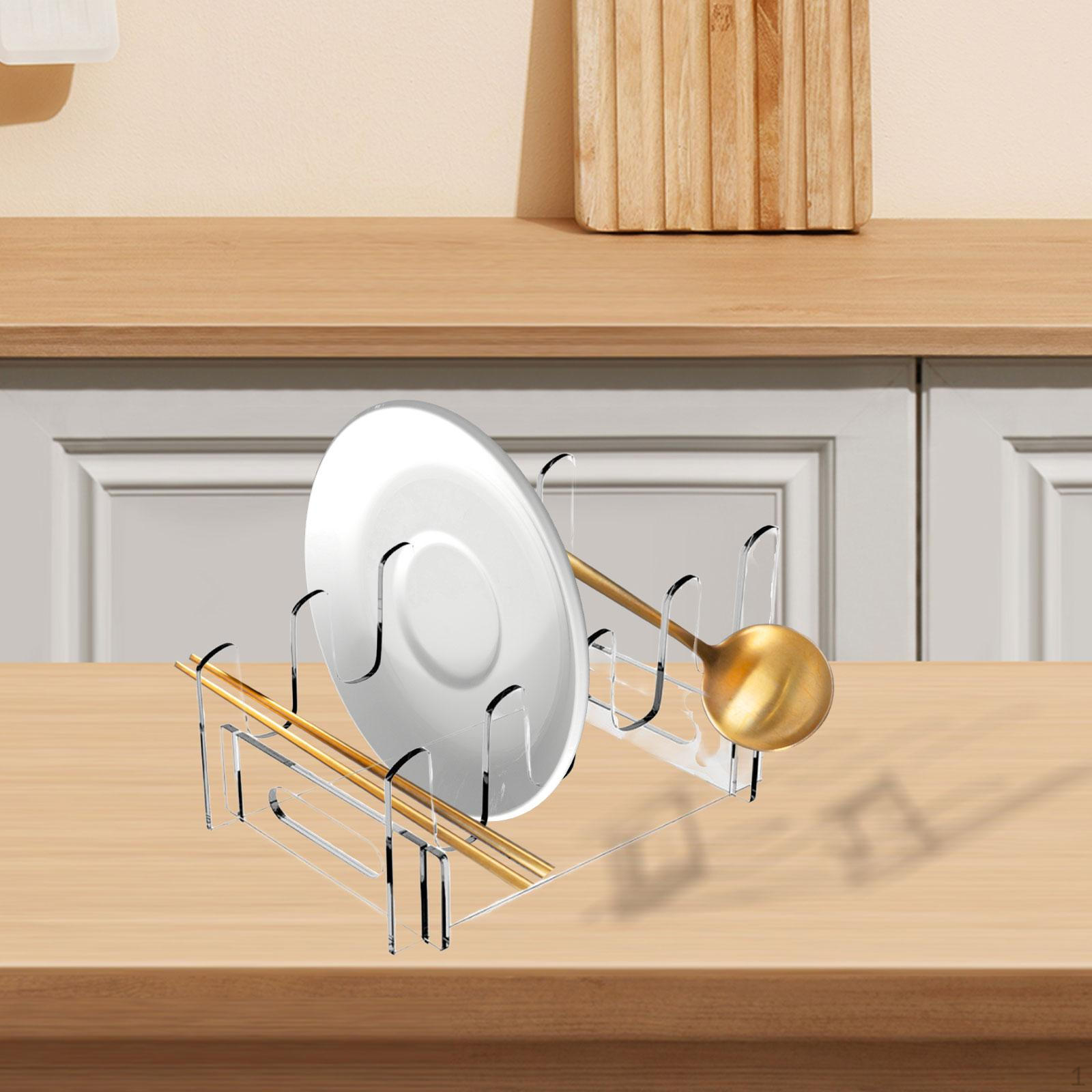 

Акриловая подставка для тарелок, сливная стойка, прозрачный съемный многослойный держатель, органайзер для хранения посуды 4 Tier