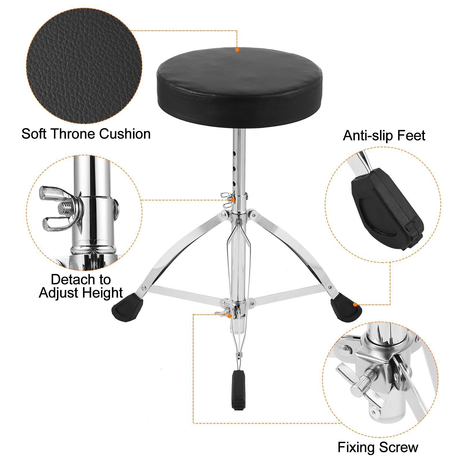 

AROMA Универсальный барабанный стул Круглое мягкое сиденье Табурет Двойные ножки из нержавеющей стали Противоскользящий 5 уровней чёрный