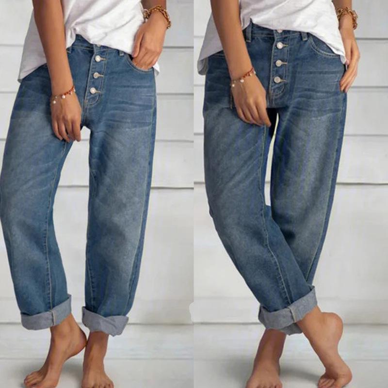 

Women s Casual Slimming Straight-Leg Denim Pants - Versatile and Stylish Medium