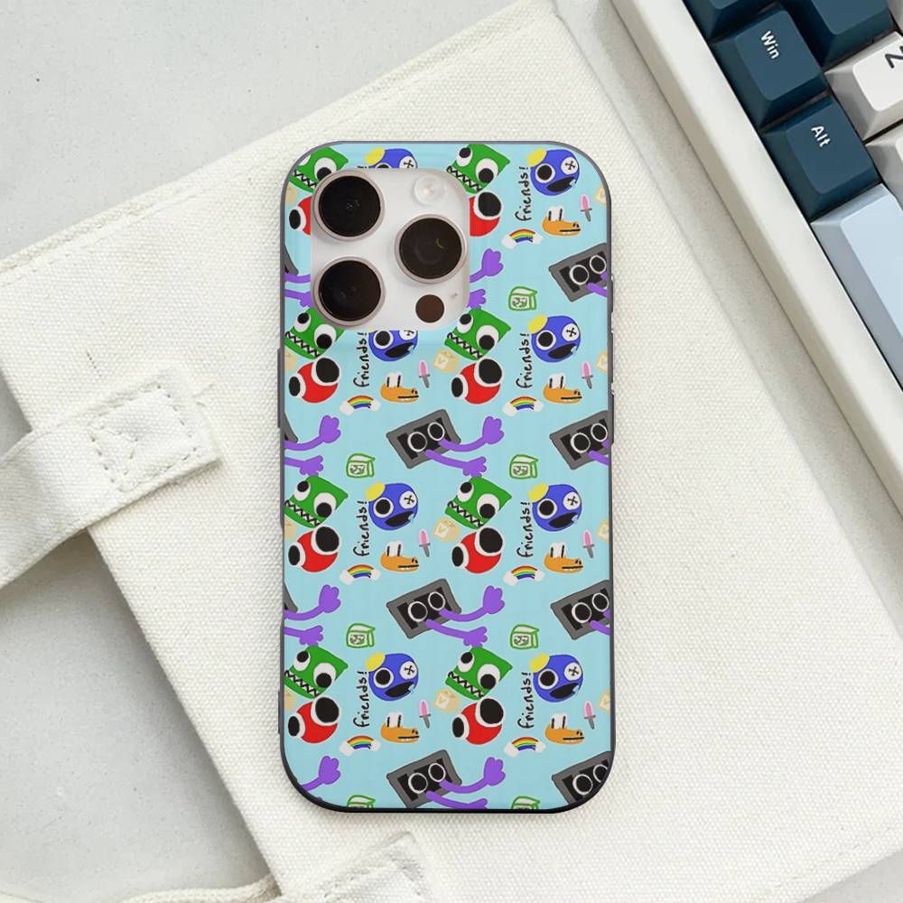 Cartoon R-Rainbow Friends Wave Corrugated Phone Case For IPhone 17 Air 16 15 14 13 11 12 Pro Max Plus Matte Cover