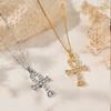 18K Gold-Plated Stainless Steel Zircon Cross Pendant Necklace for Women - Versatile and Fashionable Clavicle Chain Jewelry