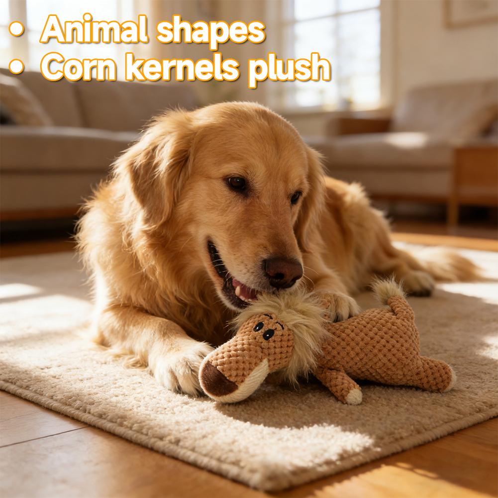 Squeaky Plush Dog Chew Toy for Teeth Cleaning Interactive Puppy Toy with Cartoon Design Washable Plush Toy for Dogs