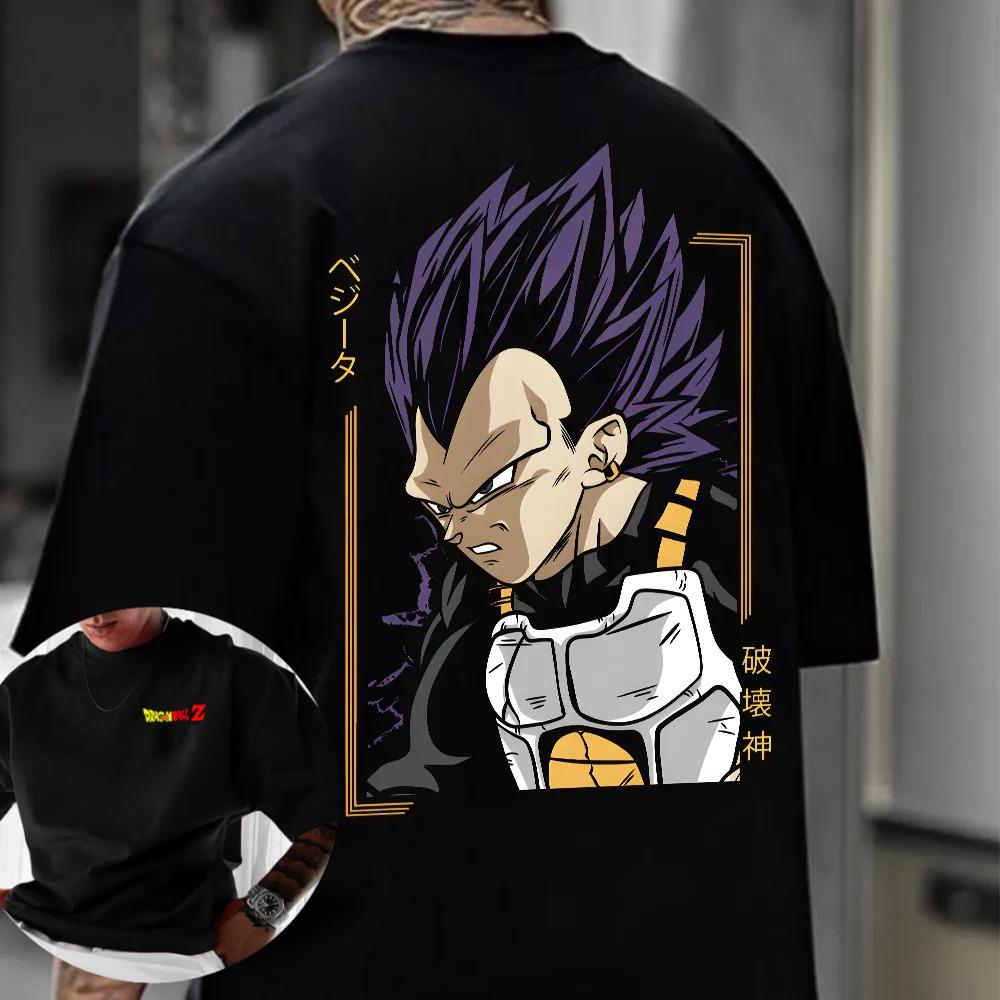 Dragon Ball Anime Goku Nadruk Bawełniane Krótkie Rękawy 2026 Lato Luźne Sportowe Męskie i Damskie Modne Okrągły Dekolt Koszulki