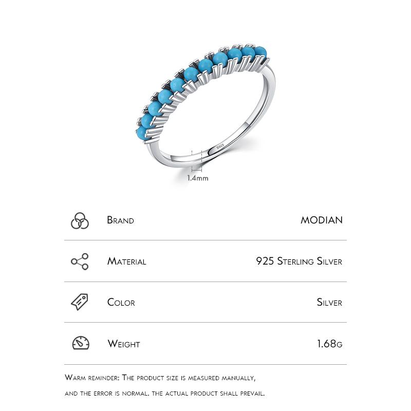 MODIAN 925 Sterling Silver Stackable Turquoise Luxury Ring Vintage Fine Jewelry For Women Gift Simple Fashion Style