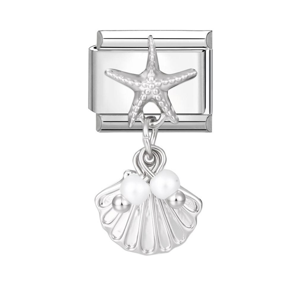 

Браслет-шарм с бантом, Звено из нержавеющей стали, Итальянское звено-шарм, Новые украшения, Женский Sea Star Shell